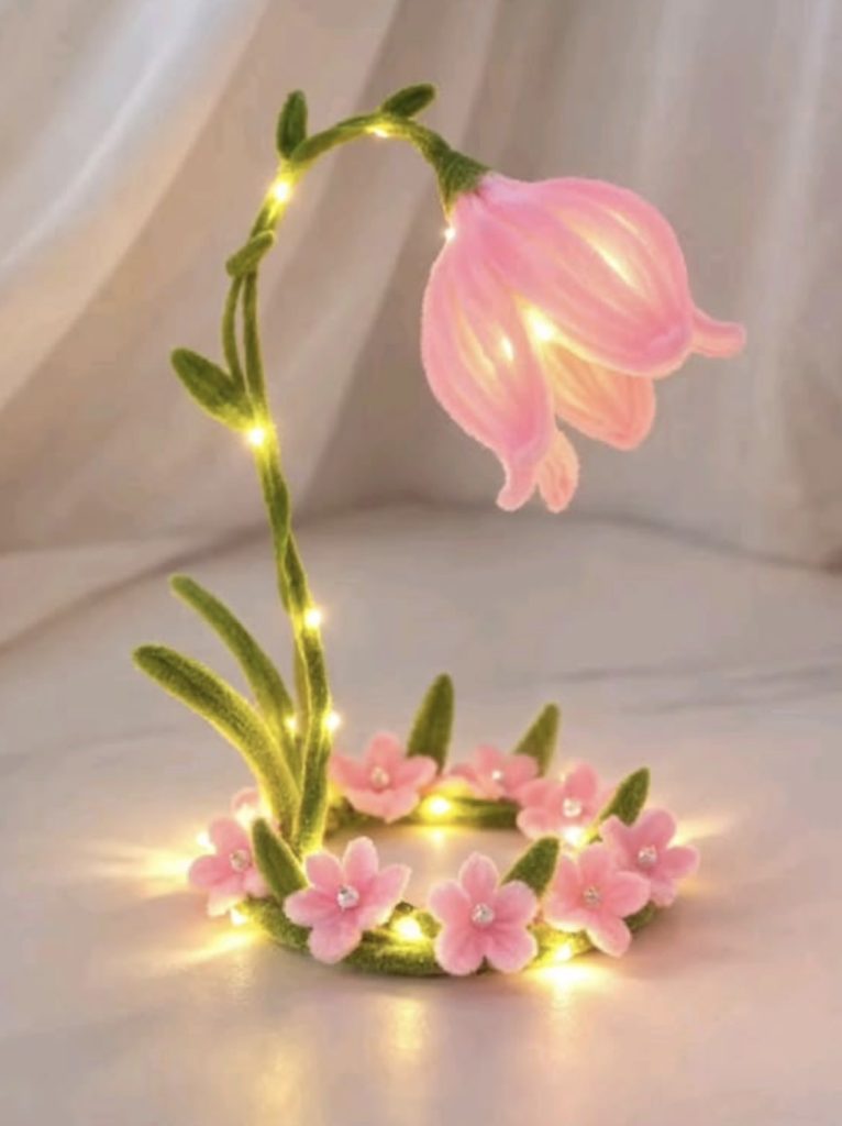 Handmade floral pipe cleaner lamps